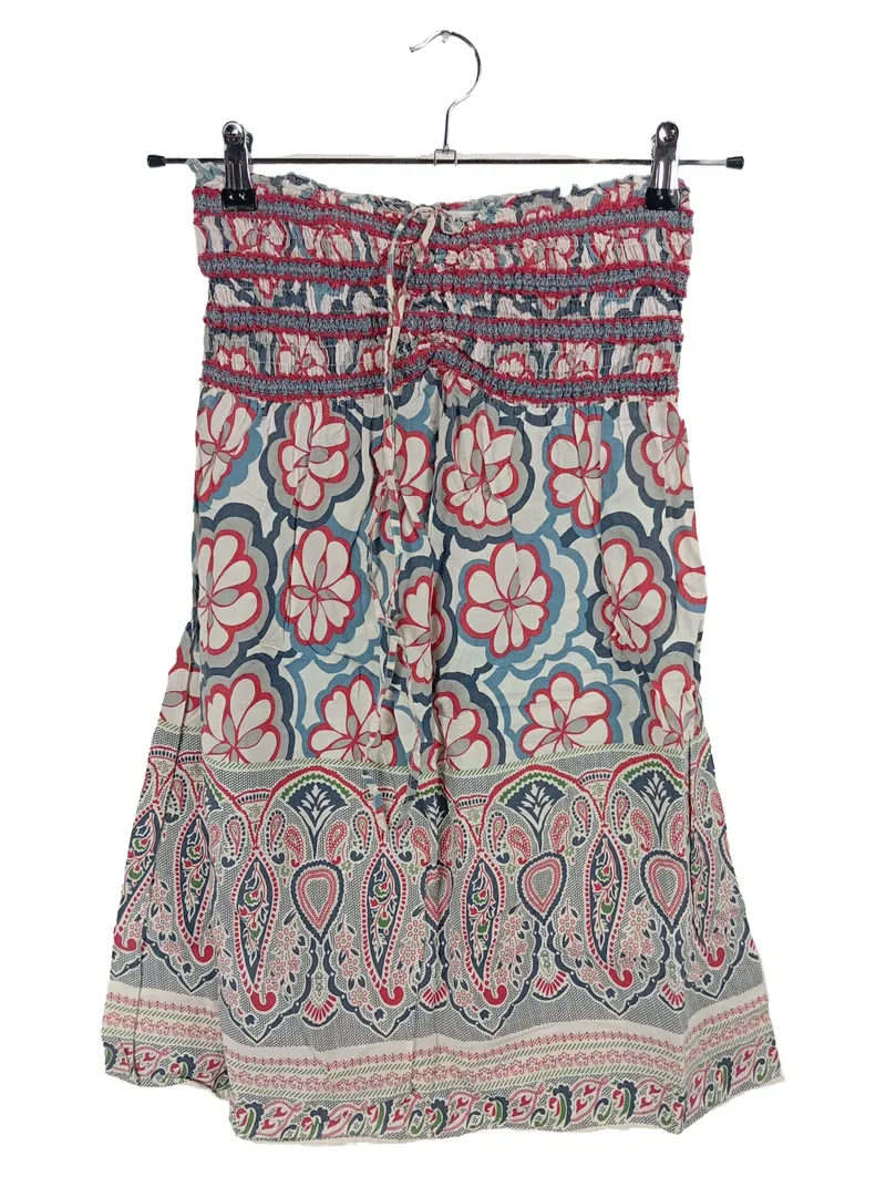 Anchor Blue Sommerkleid Damen Gr. M Boho Blumen Paisley Trägerlos 1