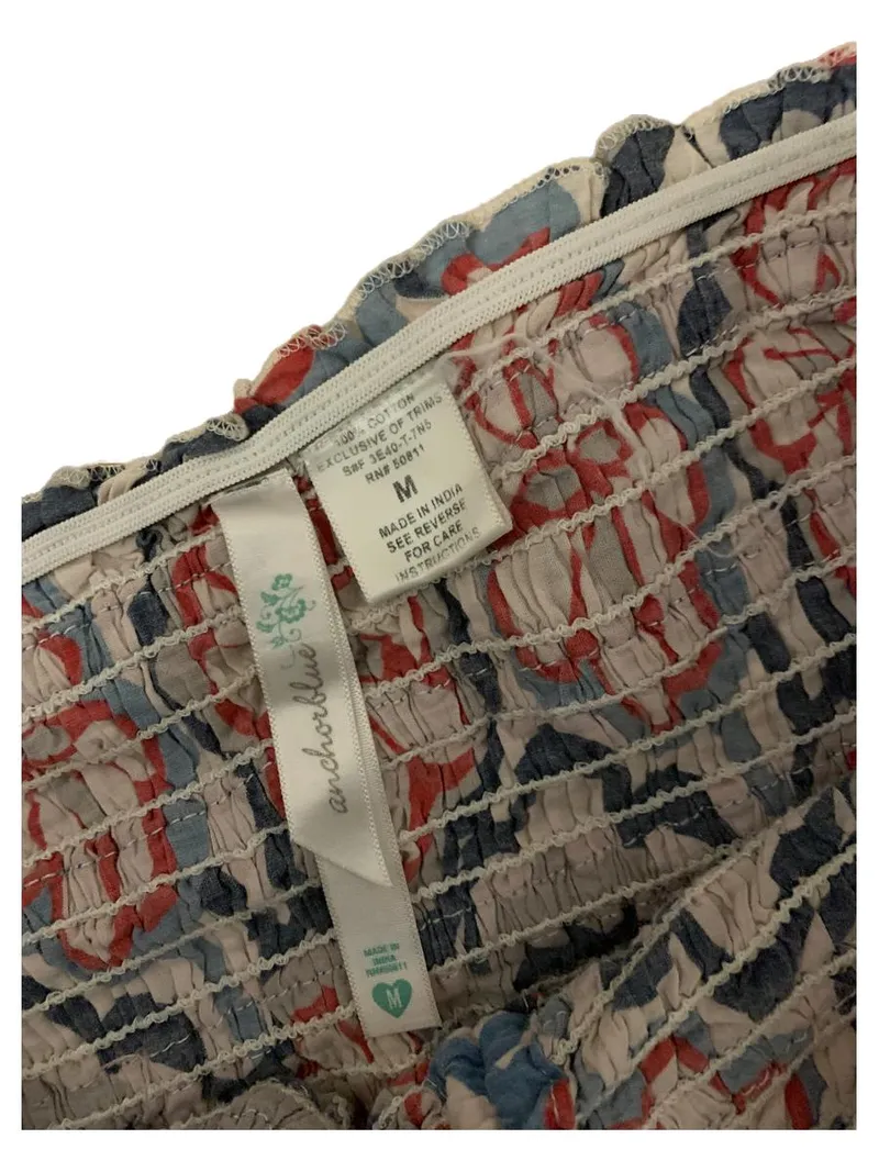 Anchor Blue Sommerkleid Damen Gr. M Boho Blumen Paisley Trägerlos 4