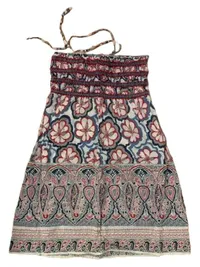 Anchor Blue Sommerkleid Damen Gr. M Boho Blumen Paisley Trägerlos 5