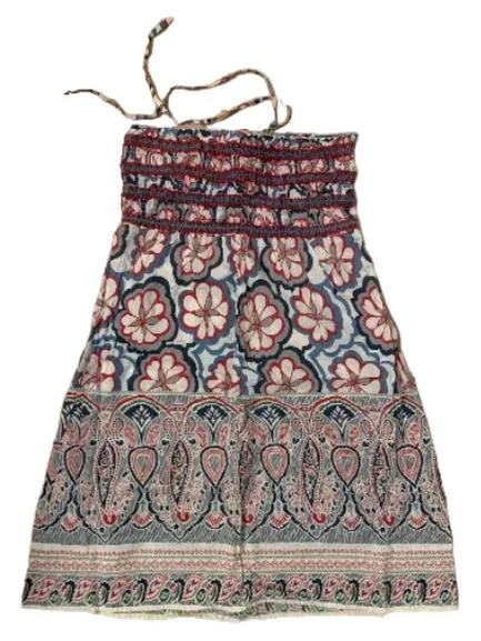 Anchor Blue Sommerkleid Damen Gr. M Boho Blumen Paisley Trägerlos 5