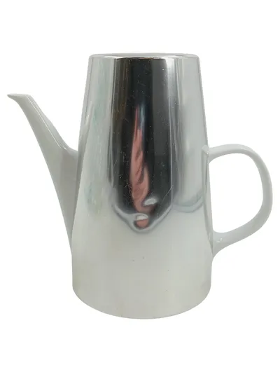 Melitta Kaffeekanne Porzellan Silber Weiß Modern 1L Deutschland Vintage