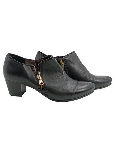 Tamaris Damen Stiefeletten Ankle Boots Schwarz Leder Gr. 39 Reißverschluss