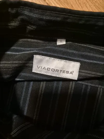 Via Cortesa Herren Business Hemd Langarm Gestreift Schwarz Gr. XL