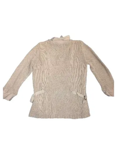 Oui Damen Pullover Gr. 42 Beige Strick 2-in-1 Optik Casual