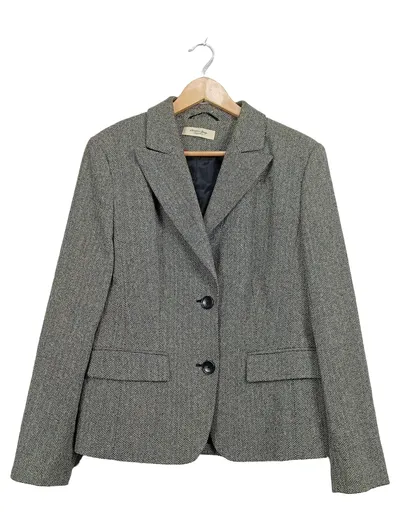Christian Berg Damen Blazer Gr. 42 Fischgrät Wolle Grau Stockholm