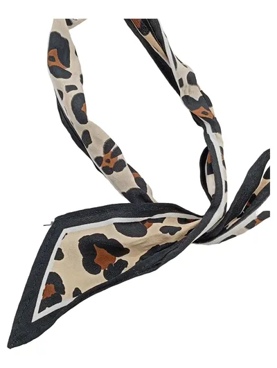 Zara Haarband Tuch Leopardenmuster Beige Schwarz Animal-Print 90cm