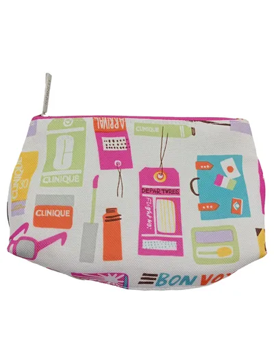 Clinique Kosmetiktasche Mehrfarbig Farbenfroh Reisemotiv 18x9cm