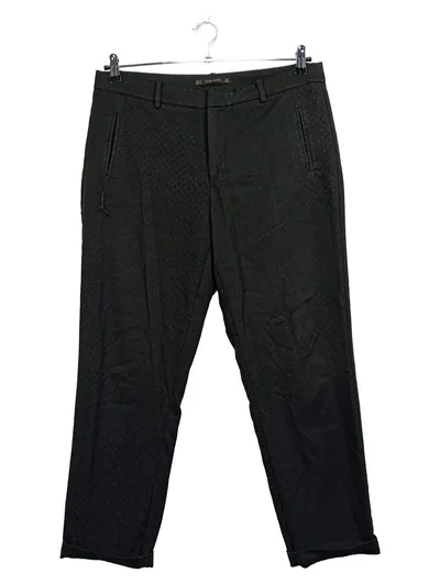 ZARA BASIC Stoffhose Damen Gr. 44 Schwarz Business Gepunktet
