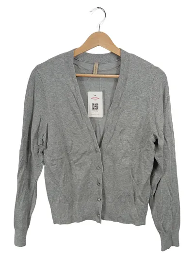 Soyaconcept Damen Strickjacke Cardigan Grau Gr. M V-Ausschnitt Basic