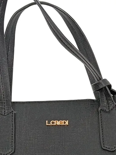 L.CREDI Damen Henkeltasche Schwarz Shopper Tote Bag Saffiano
