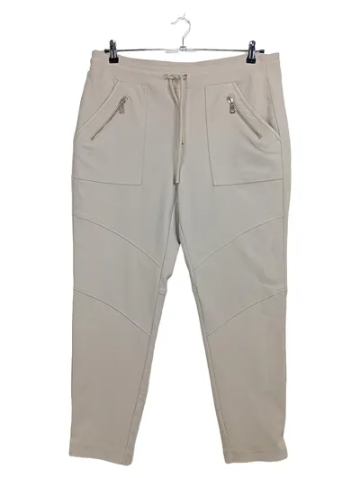 Oui Damen Jogginghose Biker Gr. 44 Beige Reißverschluss Sportlich