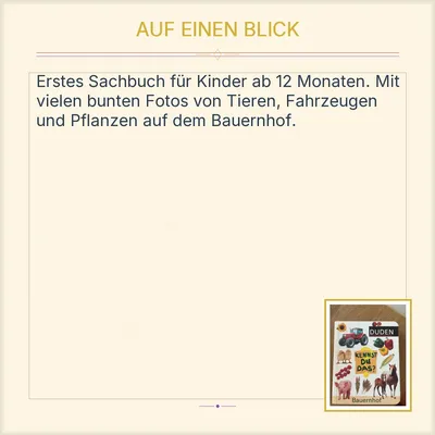 Duden Bauernhof erstes Sachbuch Kinderbuch Tiere Pflanzen Fahrzeuge ab 12 Monate