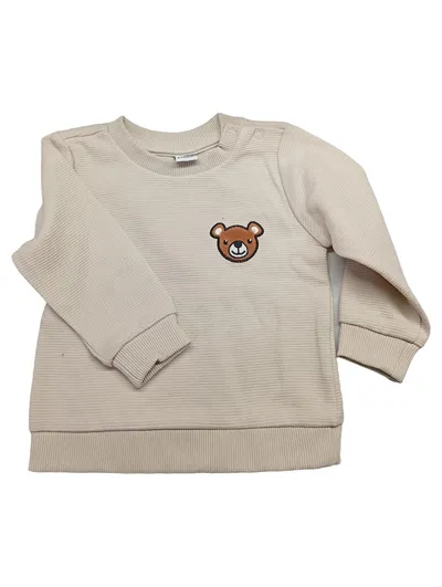 dopodopo Baby Pullover Gr. 74 Beige Teddybär Applikation Baumwolle