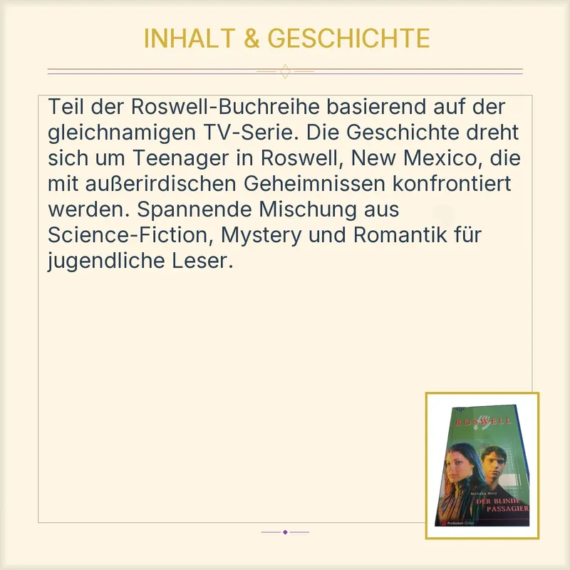Roswell Der blinde Passagier Melinda Metz Science-Fiction Roman ProSieben 3