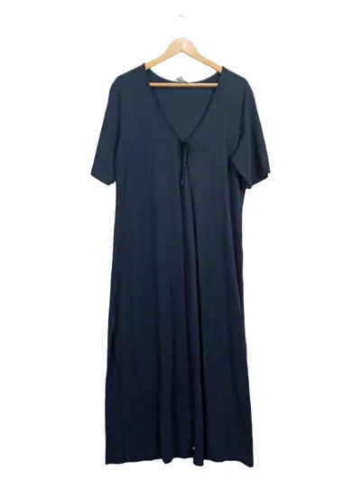 Élégance Paris Damen Maxikleid Gr. 44 Blau Viskose Freizeitkleid