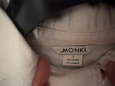 Monki Damen Bluse Hemd Weiß Oversized Gr. L Kurzarm Casual