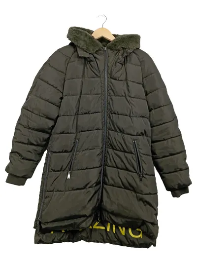 Cartoon Steppmantel Damen Gr. 40 Oliv Winterjacke Kapuze Kunstfell