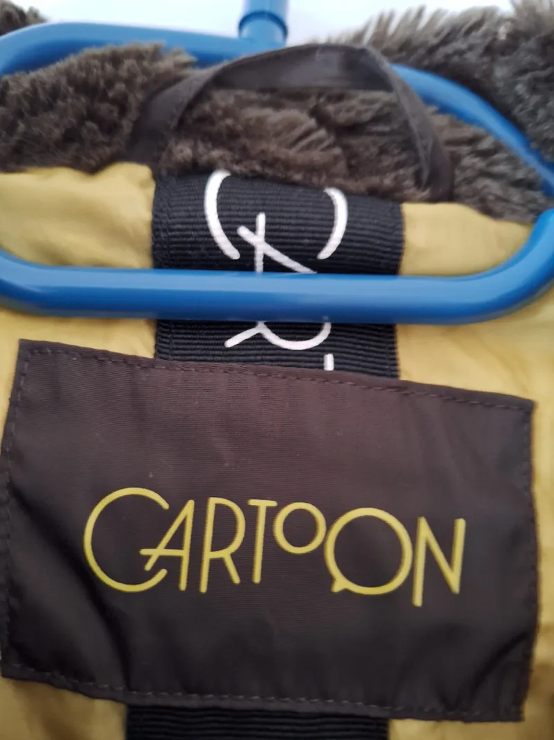 Cartoon Steppmantel Damen Gr. 40 Oliv Winterjacke Kapuze Kunstfell 5