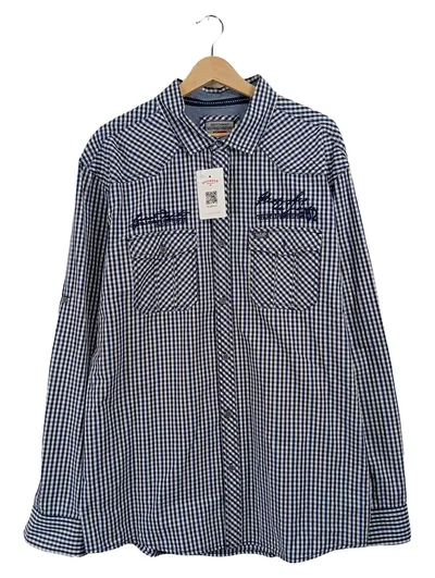 Southern Territory Karohemd Herren XXL Blau Weiß Langarm Freizeithemd