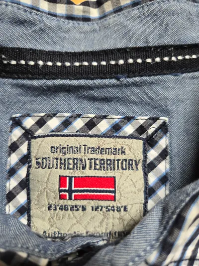 Southern Territory Karohemd Herren XXL Blau Weiß Langarm Freizeithemd