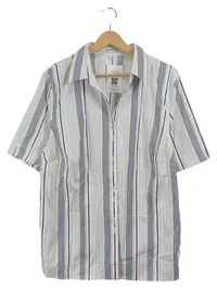 ERFO Damen Bluse Kurzarm Gestreift Gr. 48 Weiß Blau Beige Klassisch 1
