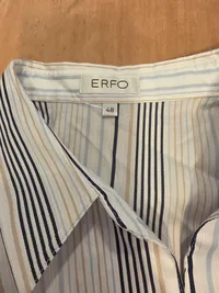 ERFO Damen Bluse Kurzarm Gestreift Gr. 48 Weiß Blau Beige Klassisch 2