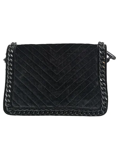 Aldo Damen Umhängetasche Schwarz Samt Kettenriemen Crossbody Quilted