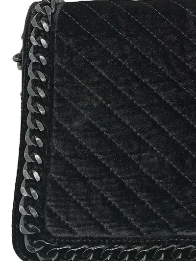 Aldo Damen Umhängetasche Schwarz Samt Kettenriemen Crossbody Quilted
