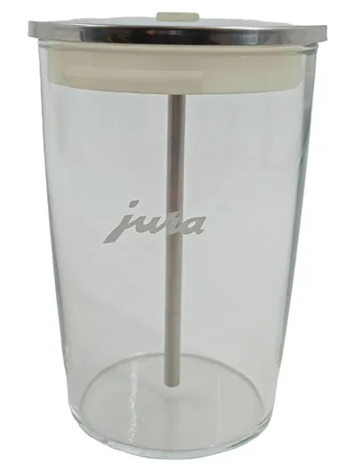 JURA Milchbehälter Glas Transparent mit Deckel Edelstahl 14cm