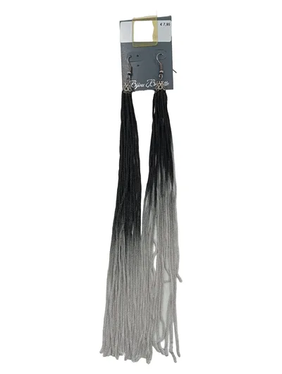 Bijou Brigitte Ohrringe Damen Quaste Fransen Schwarz Grau Ombré 22cm