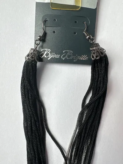 Bijou Brigitte Ohrringe Damen Quaste Fransen Schwarz Grau Ombré 22cm