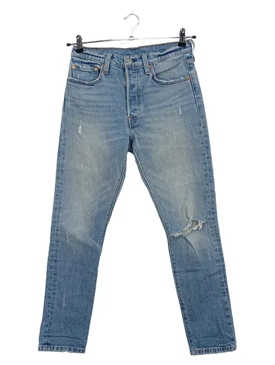 Levi's 501 Jeans Damen W27 L28 Straight Leg Hellblau Destroyed