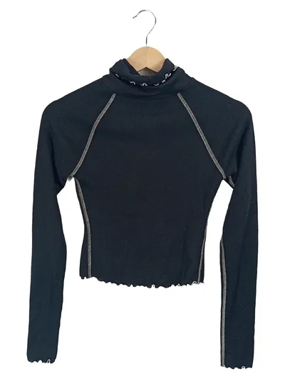 Out From Under Damen Langarmshirt Rollkragenpullover Schwarz Gr. 36;S Cropped