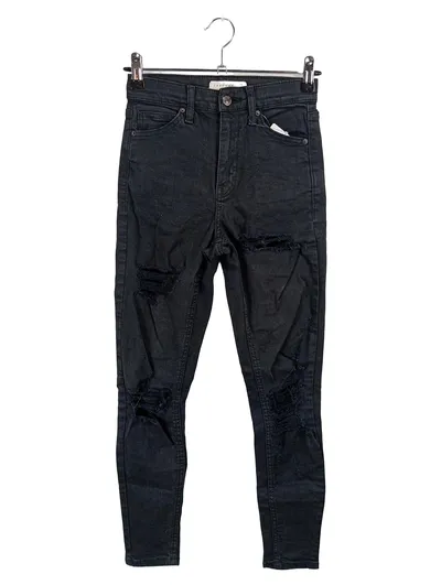 Topshop Jamie Skinny Jeans Damen W25 Schwarz Ripped High Waist