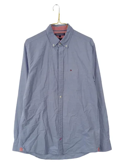 Tommy Hilfiger Hemd Herren M New York Fit Langarm Blau gestreift