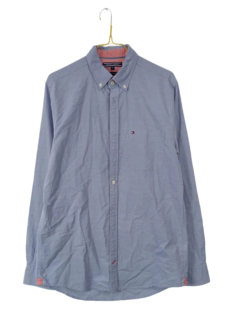 Tommy Hilfiger Hemd Herren M New York Fit Langarm Blau gestreift 1