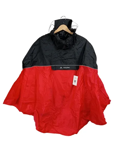 VAUDE Damen Regenponcho Fahrrad Poncho Outdoor S Rot/Schwarz