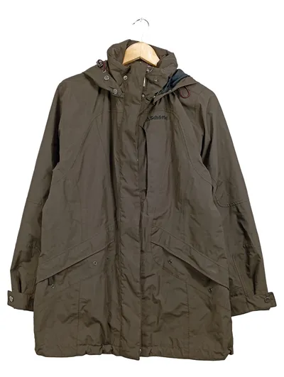 Schöffel Damen Outdoorjacke Gr. 42 Oliv Wasserdicht Kapuze