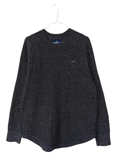 Hollister Herren Pullover Grau Meliert Baumwolle Gr. M Langarm Freizeit