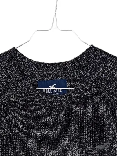 Hollister Herren Pullover Grau Meliert Baumwolle Gr. M Langarm Freizeit