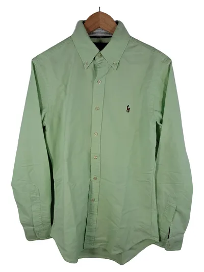 Ralph Lauren Freizeithemd Herren Langarm Baumwolle Grün Knopfleiste Gr. S 46