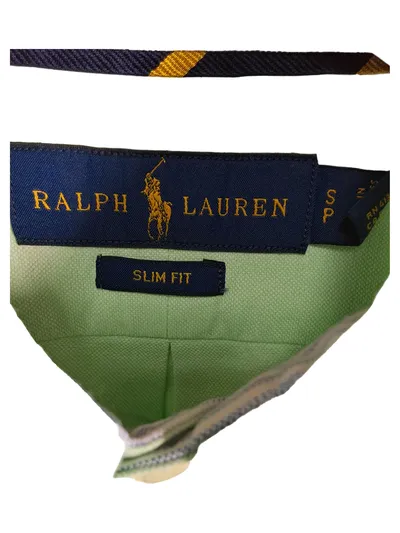 Ralph Lauren Freizeithemd Herren Langarm Baumwolle Grün Knopfleiste Gr. S 46