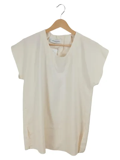 Schmeinck Damen Shirt Top Beige Gr. 38 M Minimalistisch Kurzarm