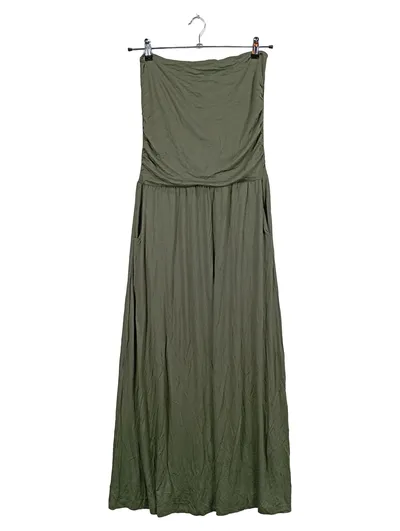 LASCANA Damen Maxikleid trägerlos Gr. 42 Oliv Viskose Bandeau