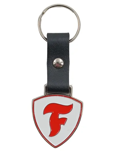 Firestone Building Products Schlüsselanhänger Leder Metall Schild Rot Weiß