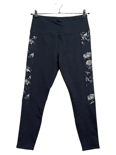 Skechers Damen Leggings Blumenmuster Schwarz Größe L Sport High Waist