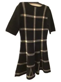 Apricot Damen Strickkleid kariert A-Linie Gr. M schwarz grau Herbst 5