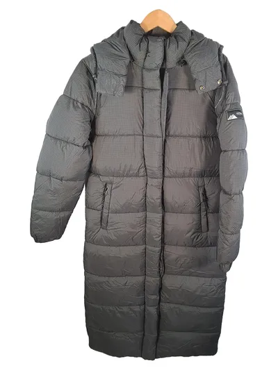 Superdry Damen Steppmantel Parka Kapuze Lang Grau Gr. 40/L