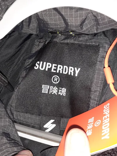 Superdry Damen Steppmantel Parka Kapuze Lang Grau Gr. 40/L