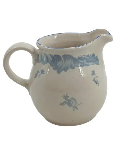 Tuppack Milchkännchen Steinzeug Feuerfest Blaues Blumenmuster Vintage 9cm